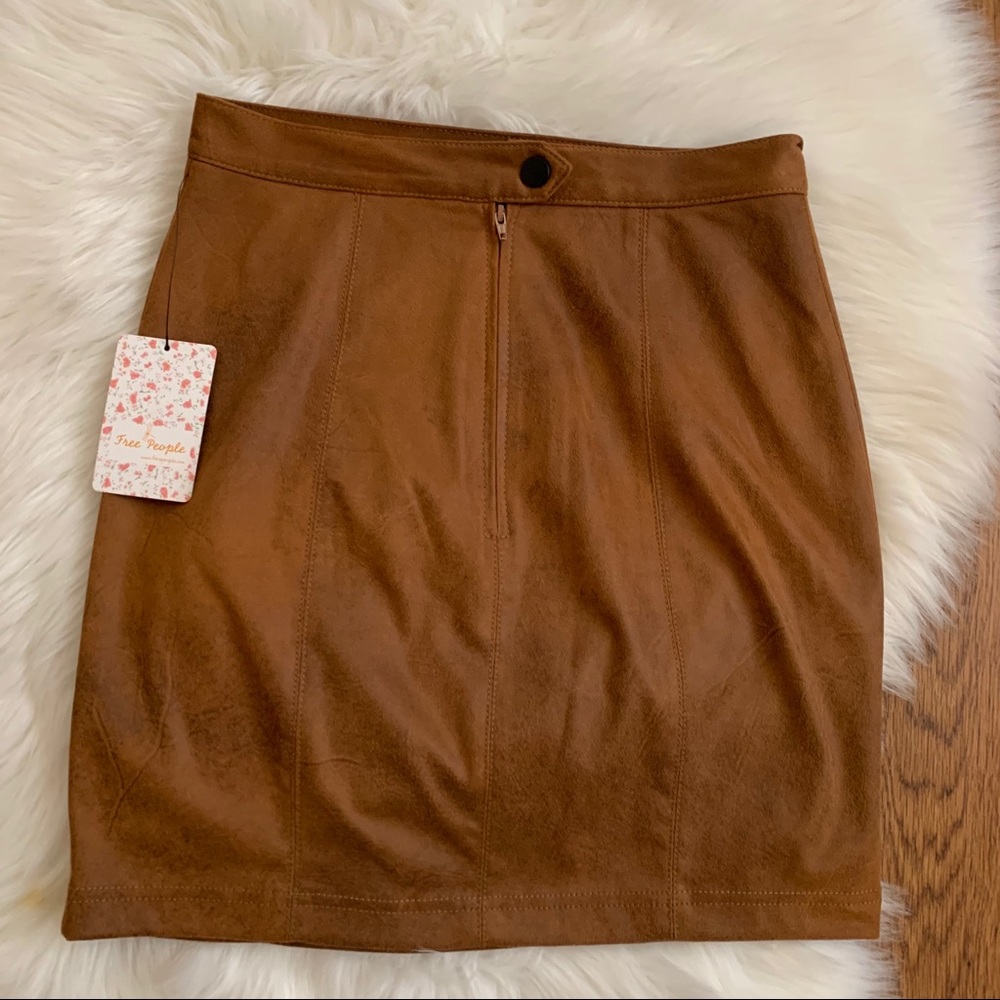 Free People Camel Rumi Ruched Mini Skirt Size XS - Picture 5 of 8